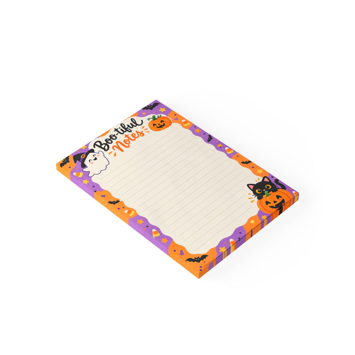 Boo-tiful Notes Halloween Notepad — Lined Ghost, Cat & Pumpkin Memo Pads