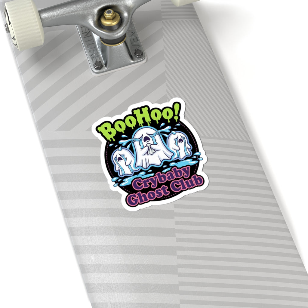 Crybaby Ghost Club Kiss-Cut Sticker — 'BooHoo!' Cute Spooky Laptop Decal
