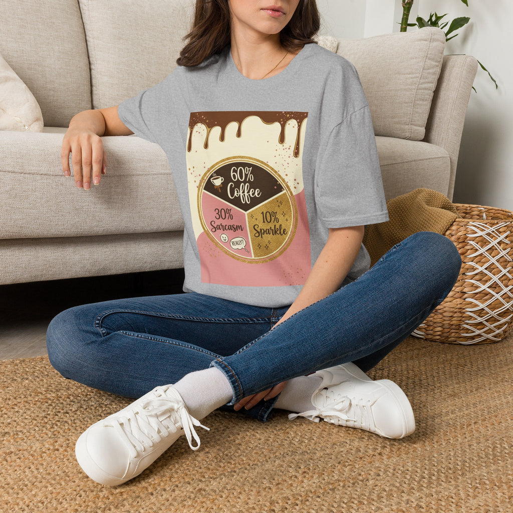 Coffee Pie Chart T‑Shirt — 60% Coffee, 30% Sarcasm, 10% Sparkle Graphic Tee