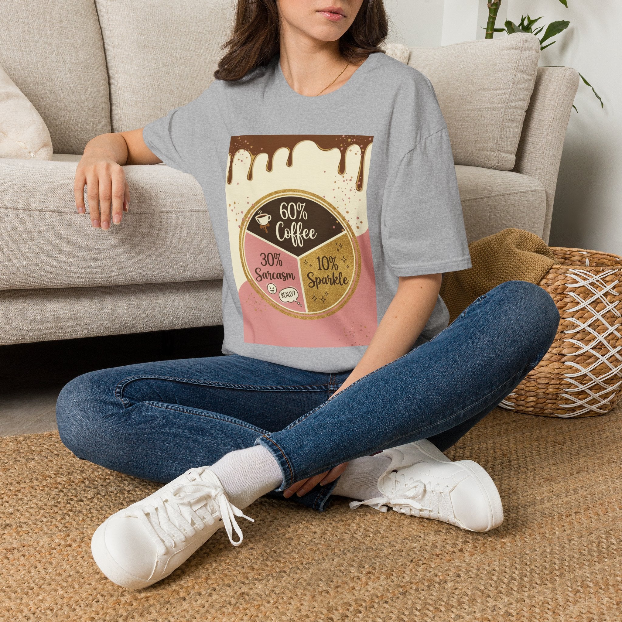 Coffee Pie Chart T‑Shirt — 60% Coffee, 30% Sarcasm, 10% Sparkle Graphic Tee