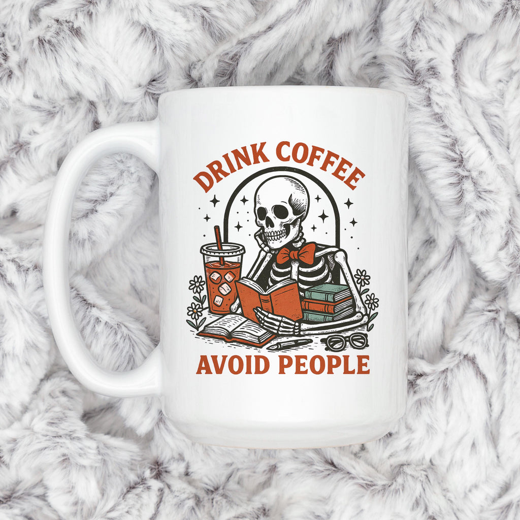 Skeleton Coffee Mug - Dark Humor Mug | Funny Coffee Cup for Introvert Gift