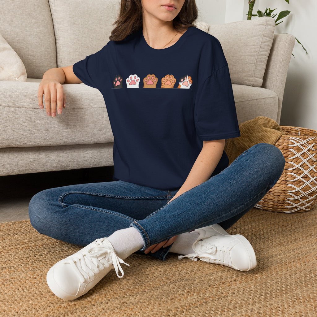 Cat Paw T-Shirt — Cute Multicolor Cat Paw Print Graphic Tee