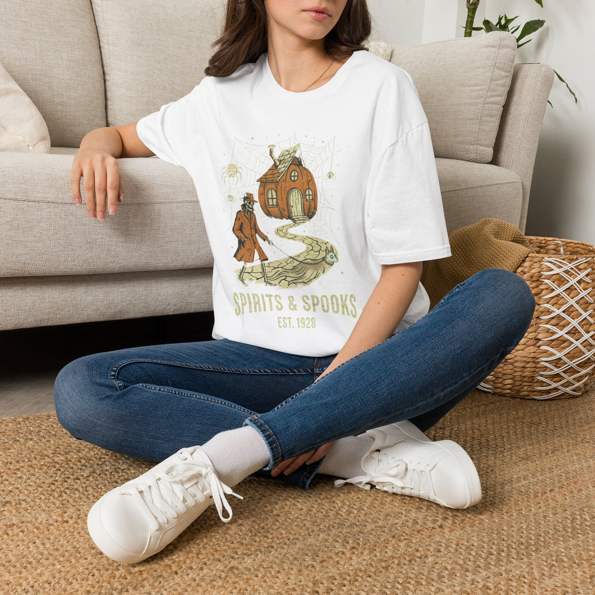 Halloween Pumpkin House T-Shirt — "Spirits & Spooks" Vintage Haunted Tee