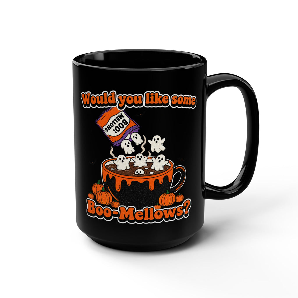 Halloween Boo-Mallows Black 15oz Mug — "Would you like some Boo-Mellows?"