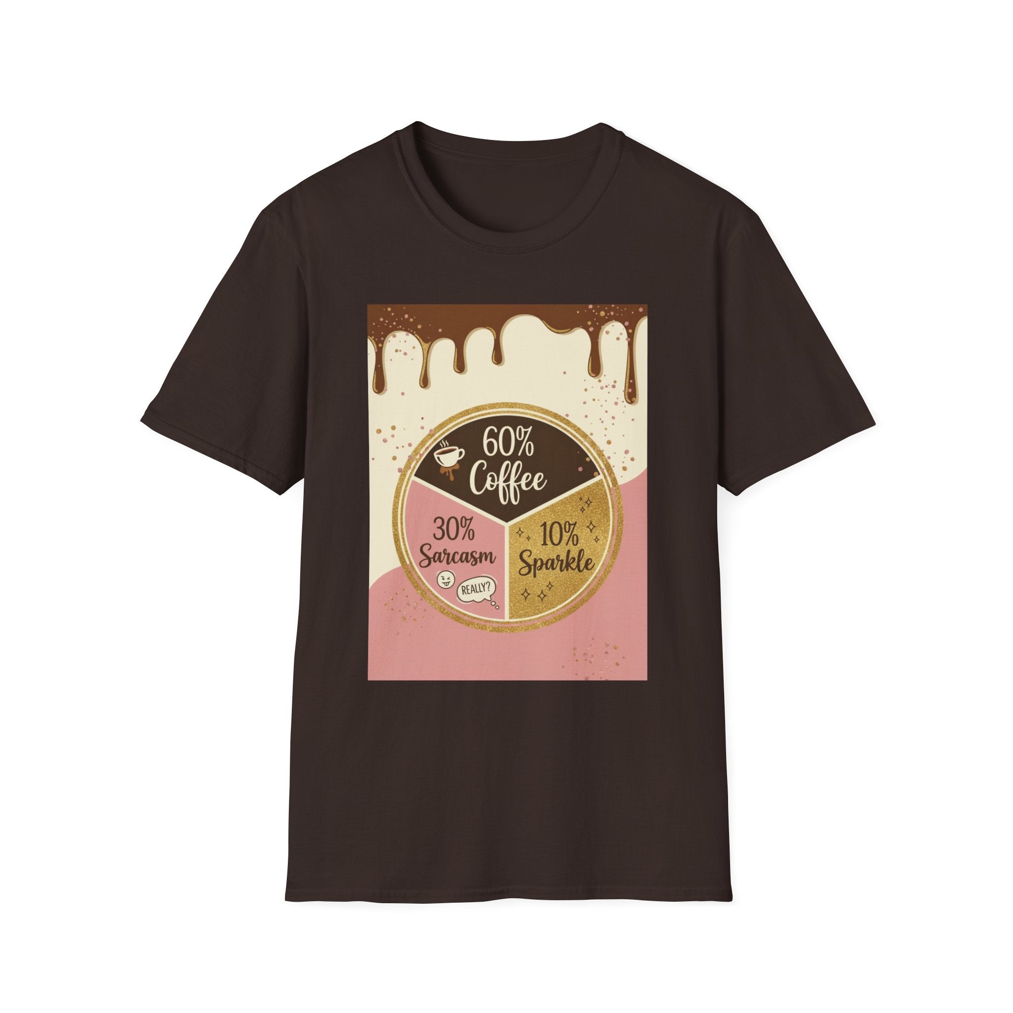 Coffee Pie Chart T‑Shirt — 60% Coffee, 30% Sarcasm, 10% Sparkle Graphic Tee