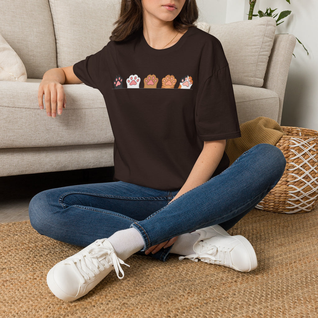 Cat Paw T-Shirt — Cute Multicolor Cat Paw Print Graphic Tee