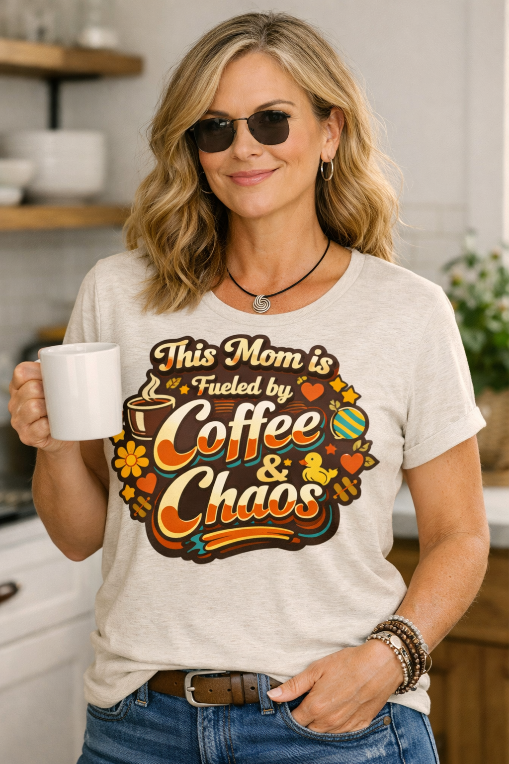 This Mom Runs on Coffee — Relaxed Triblend Tee