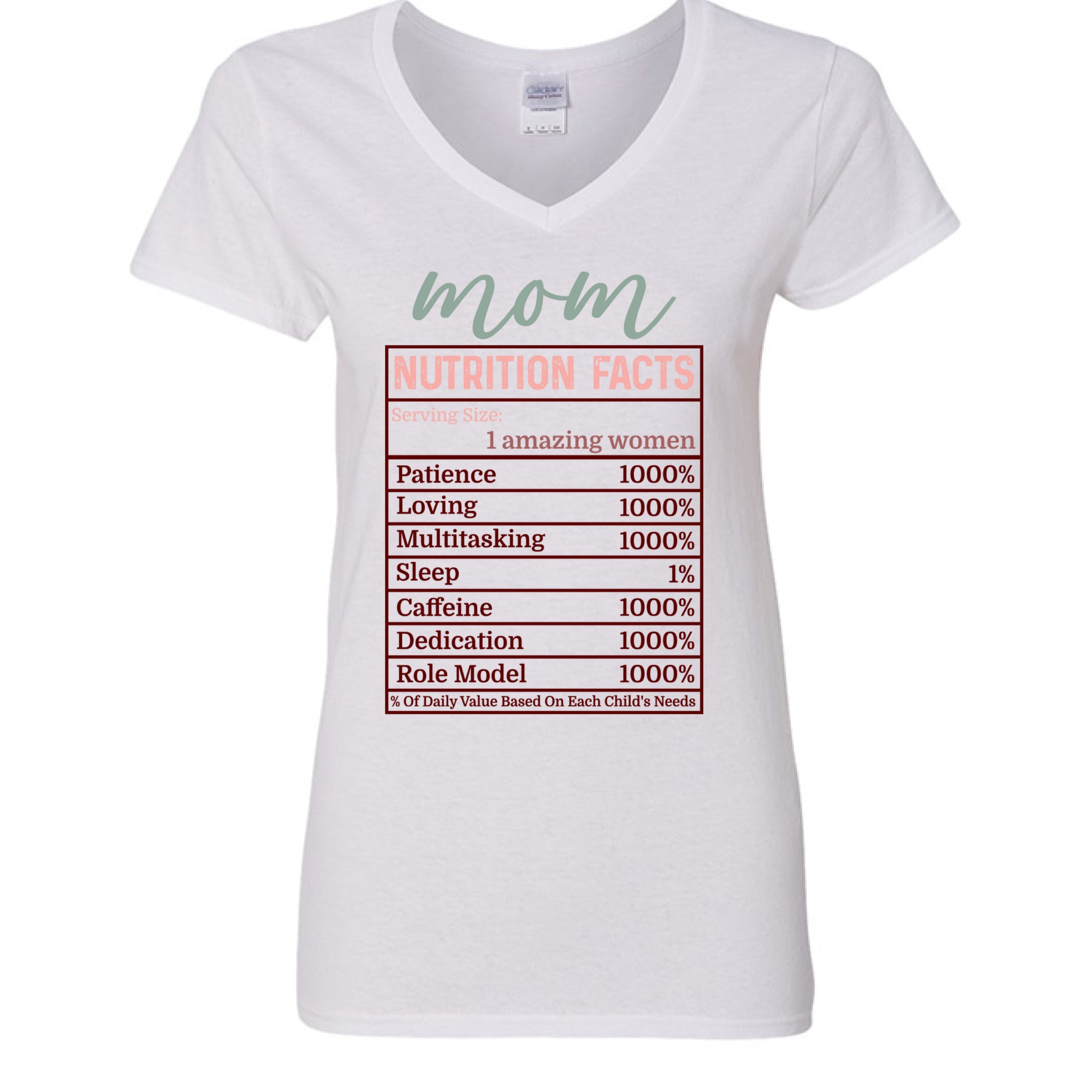 Mom Nutrition Facts Graphic T-Shirt | Funny Gift for Mom